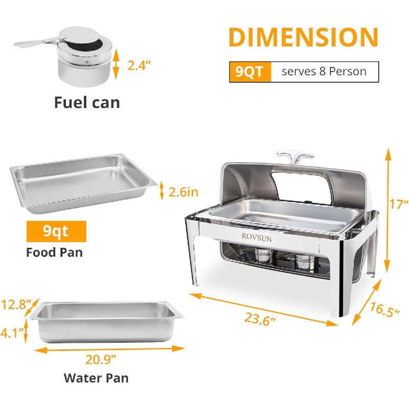 Stainless Steel Rectangle Chafing Dish, Silver