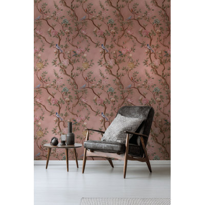 Floral Wallpaper Vintage Mural Pink Wall Decor