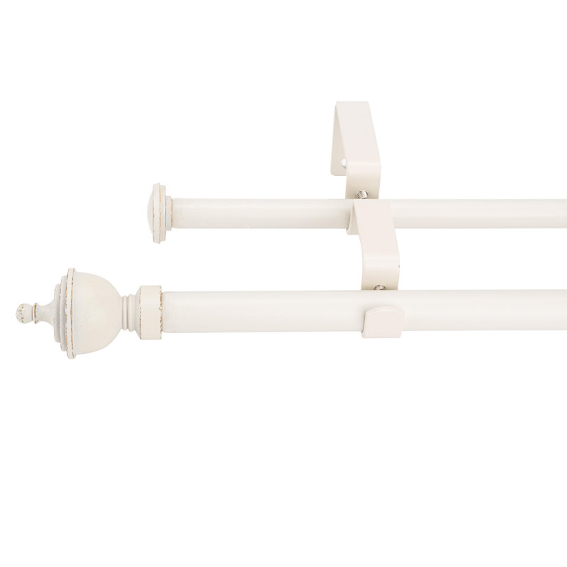 Tringle à rideaux double réglable en acier Arinze, 28" - 48", Blanc
