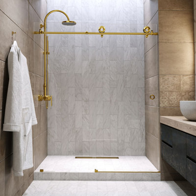  Hugo 44 - 48 x 78" Frameless Sliding Shower Door 3/8" Clear Tempered Glass