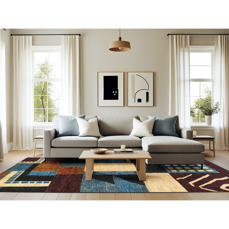 Brynne Abstract Indoor Rug, Rectangle 6' x 9'