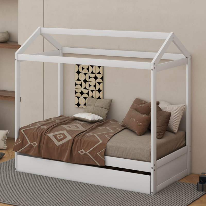 Twin Size House Bed With Trundle, Can Be Decorated