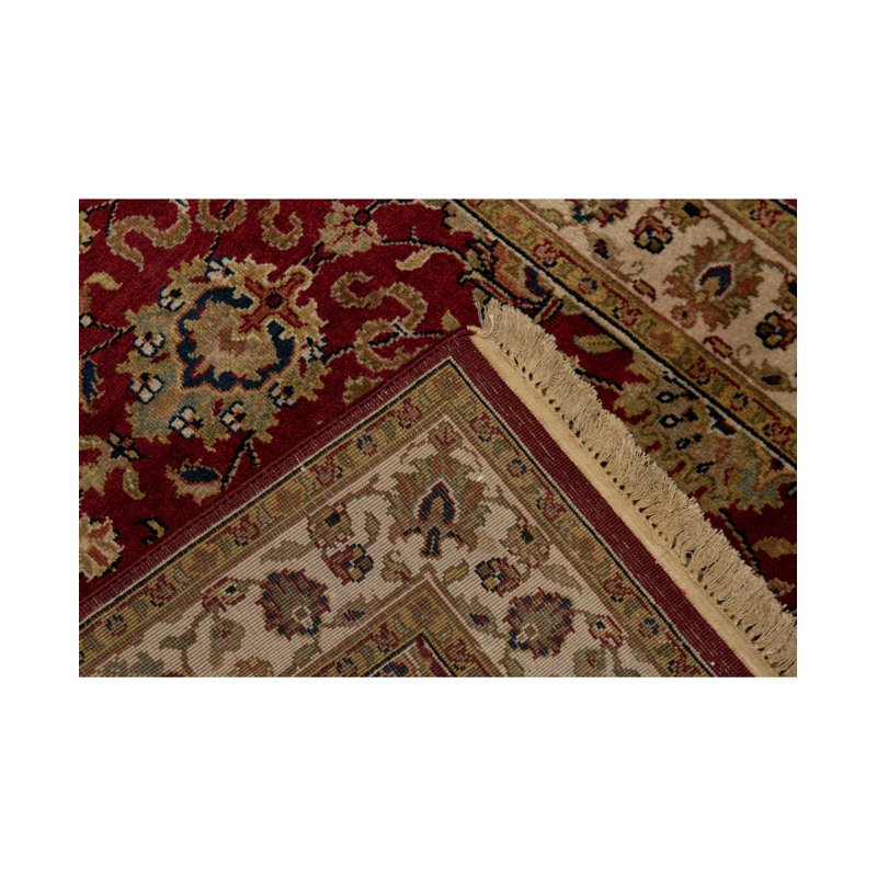 Hand-Knotted High-Quality Wine and Beige Area Rug