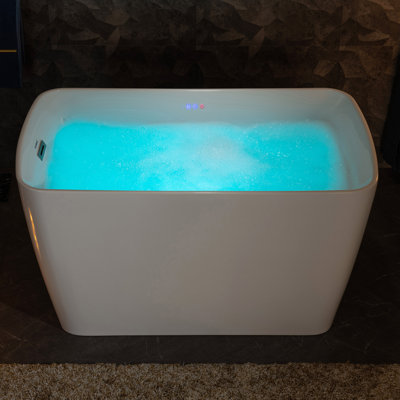 48'' x 27.5'' Freestanding Rectangular Air Bathtub with Integrated Seat, Non-Slip, for Small Spaces