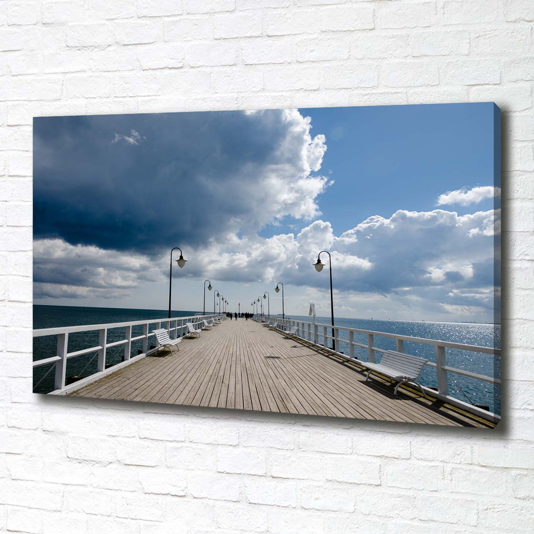 Leinwanddruck - Wandkunst - Drucke auf Leinwand - 100X70 Bildmotiv: Pier in Orlowo