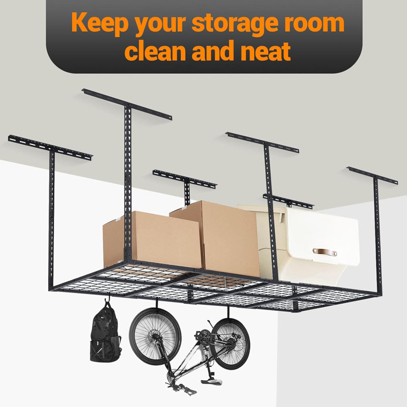 91.4cm W Steel Ceiling Mounted, 106.7cm H x 91.4cm W x 243.8cm D