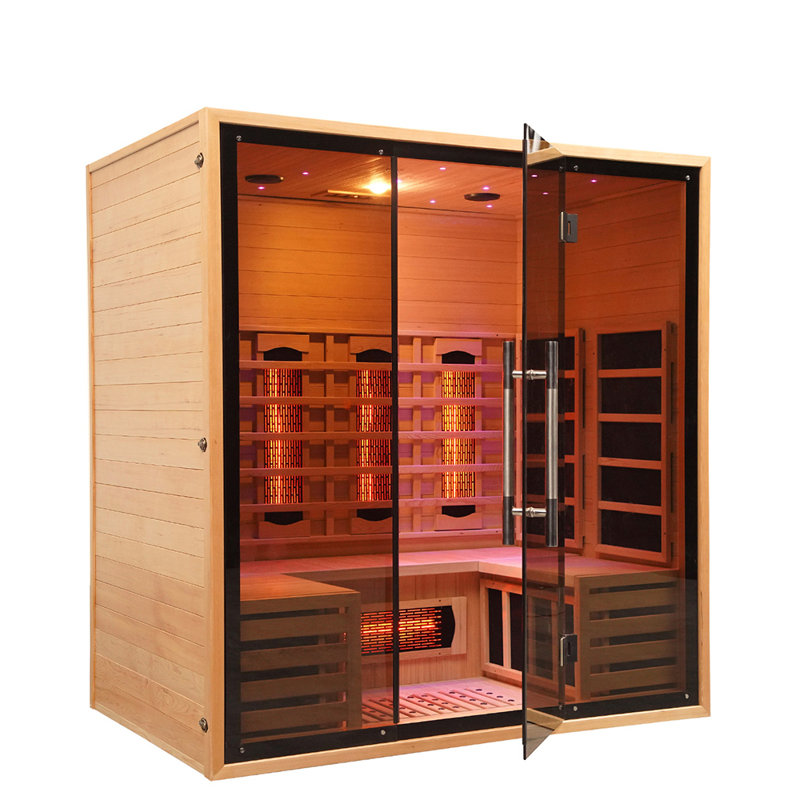 Sauna infrarouge d'intérieur pour 4 personnes Hylivesaunas | Contrôle intelligent WiFi, appareils de chauffage à spectre complet, lumières de chromothérapie et ioniseur d'oxygène