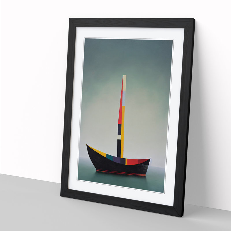 Ship Abstract Vol.1 - Single Picture Frame Print, 64cm H x 46cm W x 2cm D, Walnut