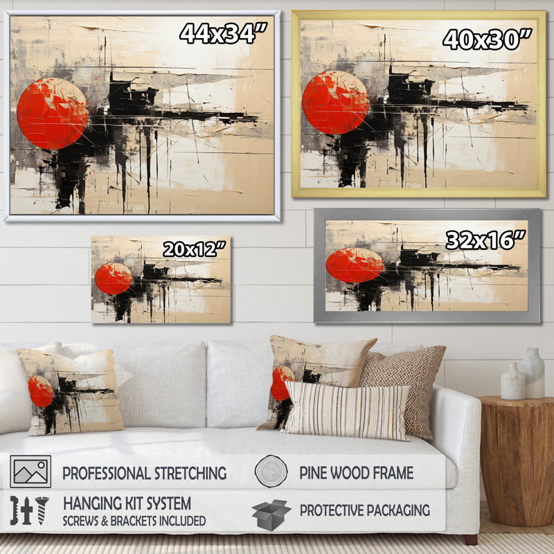 «Abstract Duality III» sur toile, Cadre photo noir, H 30 po x l 40 po x P 1,5 po