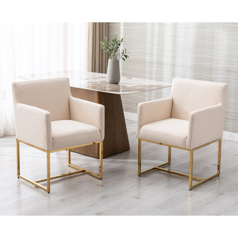 Chaise avec accoudoirs Thirlby, Beige, Or