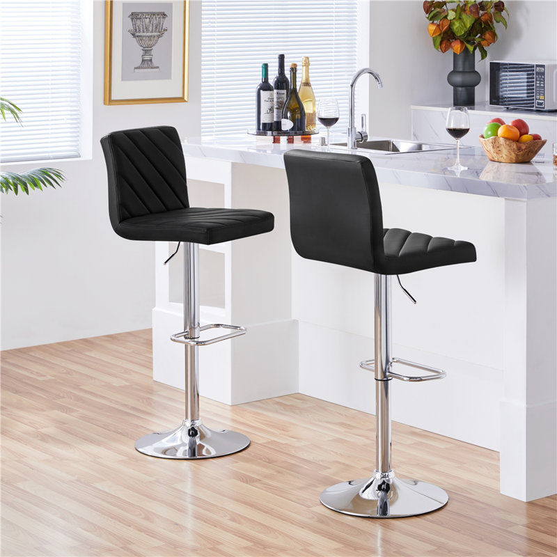 Height Adjustable Swivel Bar Stool , Black, No
