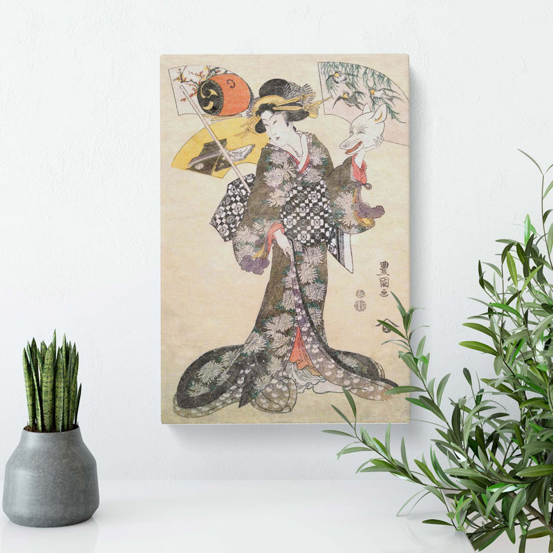 Geisha by Utagawa Toyokuni - Wrapped Canvas Painting, 60cm H x 40cm W x 3cm D