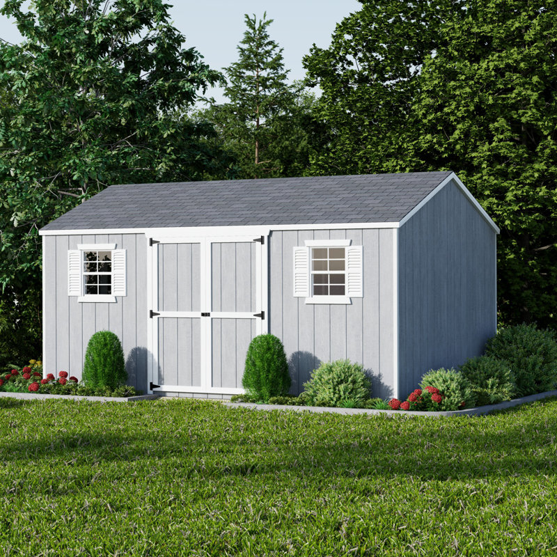 10' x 16' Gray Wood Workshop Shed Kit with Windows