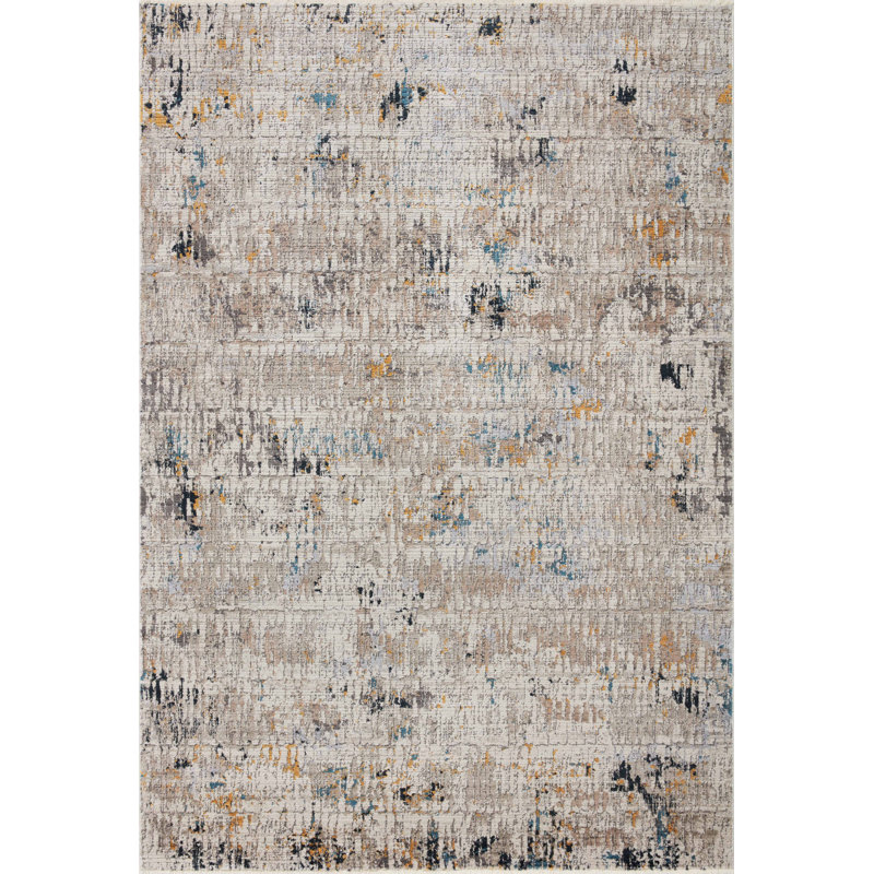 Tapis beige tissé à la machine Ballycraigy, Rectangle 5 pi 3 po x 7 pi 6 po