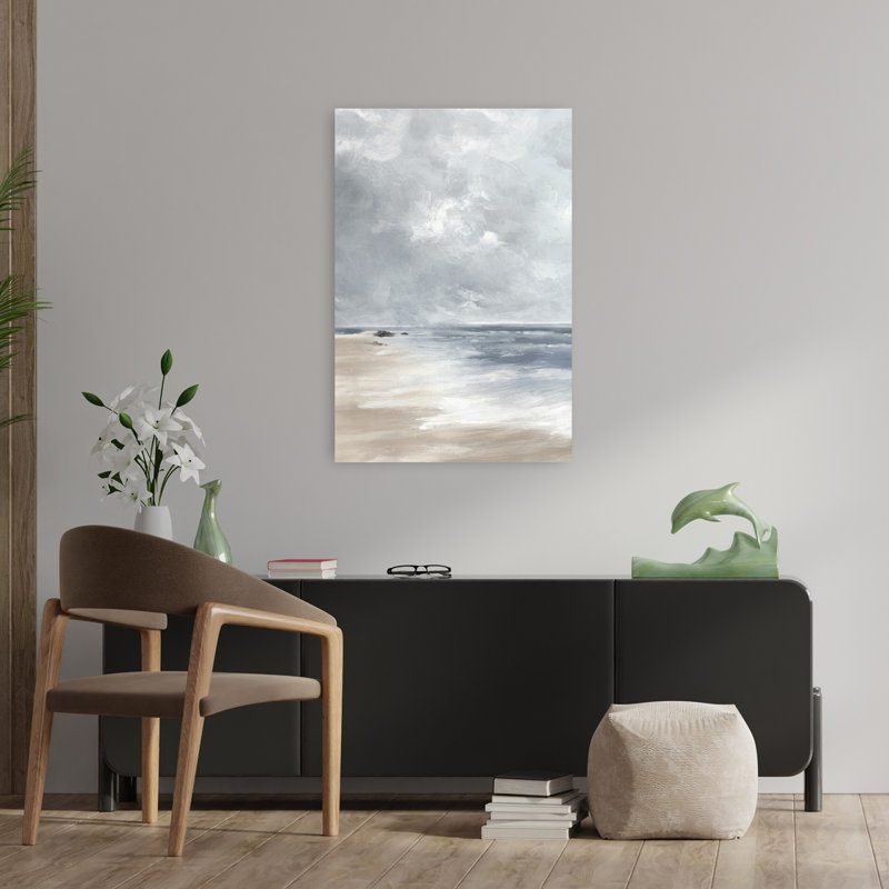 Art contemporain, art côtier abstrait serein et tranquille, H 36 po x l 24 po