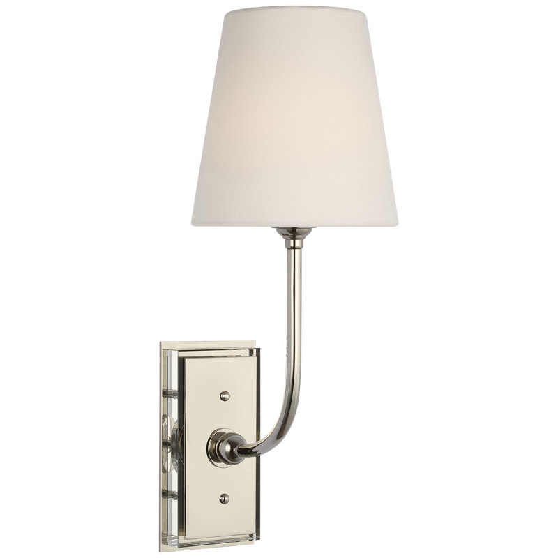 Thomas O'Brien Hulton 17" Cordless Single Sconce with Linen Shade, Polished Nickel