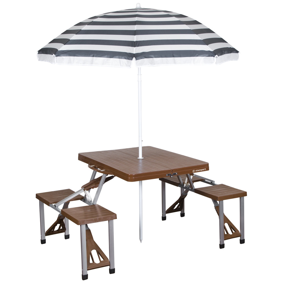 Stansport Picnic Table and Umbrella Combo - 615-45 Arlmont & Co.