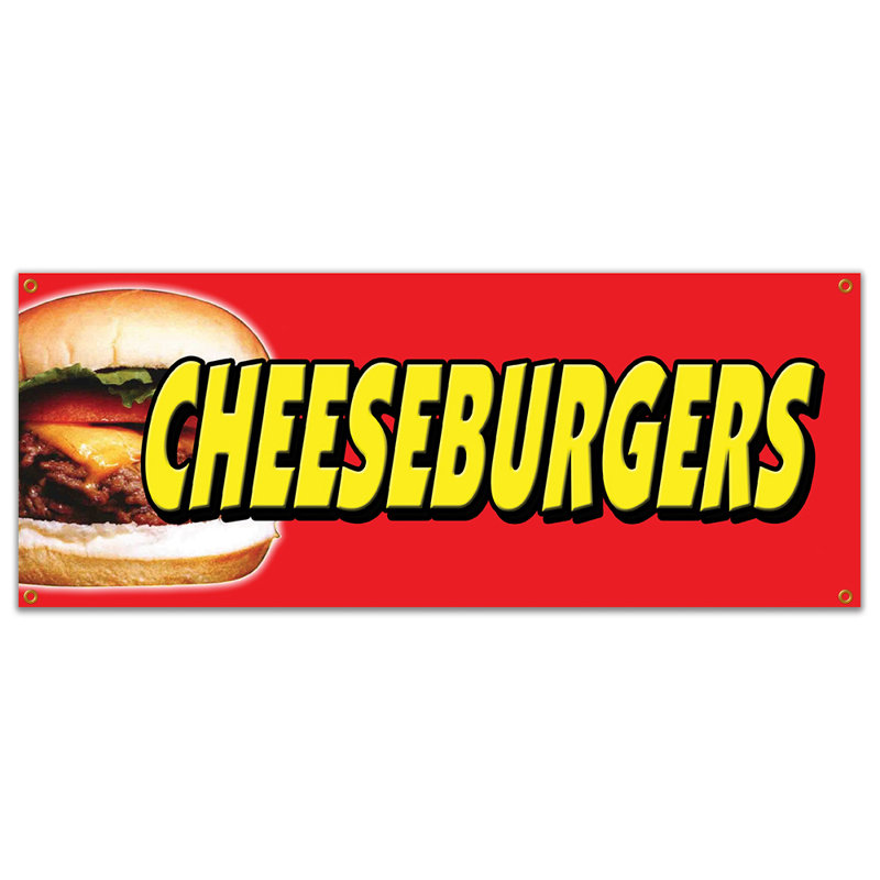 Enseigne de fromage Cheeseburgers, H 18 po x l 48 po x P 0,1 po
