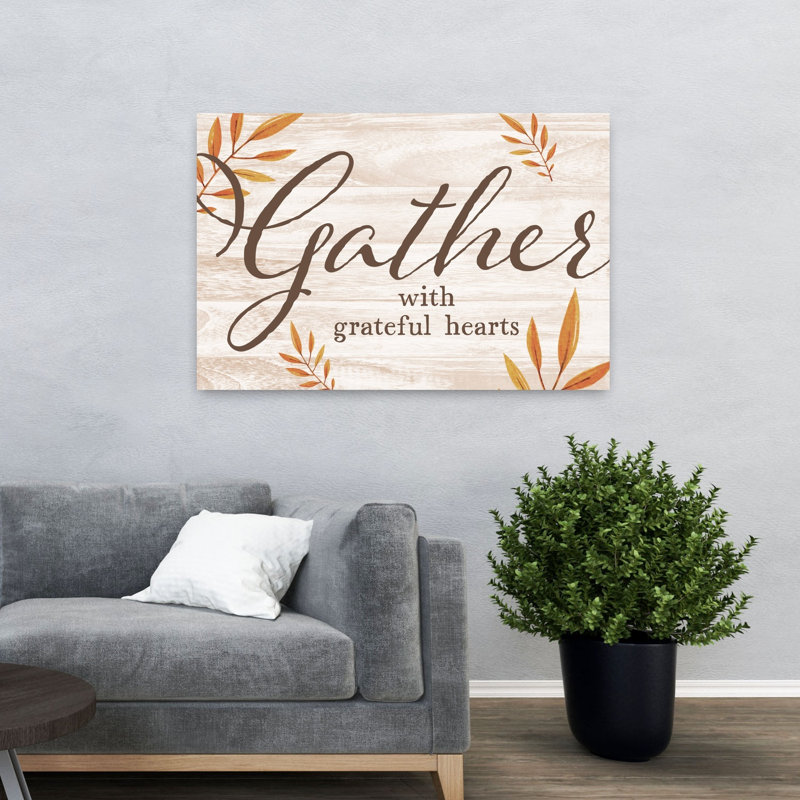 «Gather With Grateful Hearts», art contemporain contemporain, H 32 po x l 48 po