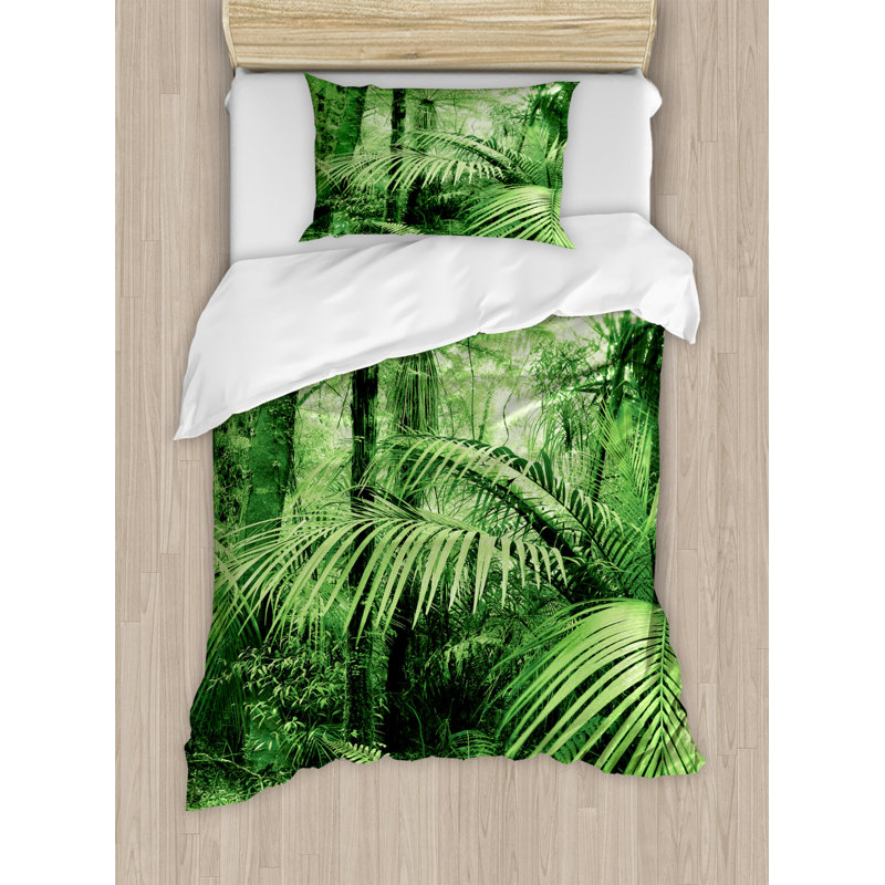 Coastal Polyester Floral Duvet Cover