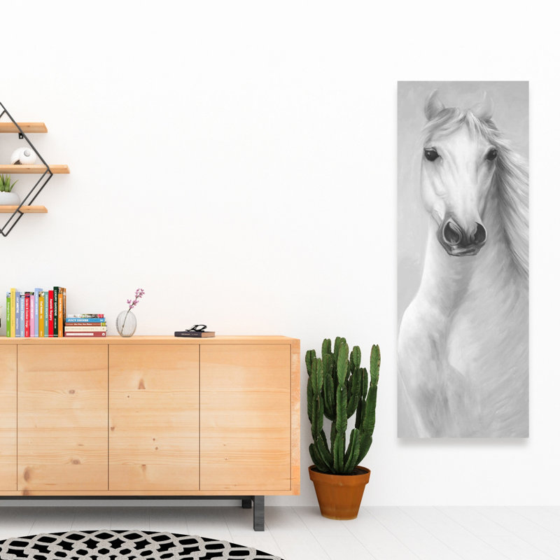 Toile cheval gris | Art mural animal de chambre monochrome