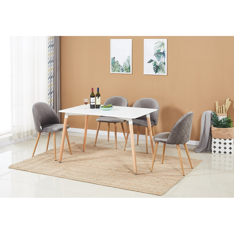 Heavener Modern Velvet Dining Chairs - Ergonomic Upholstered Curved Back with Solid Wooden Legs - Side Chair for Kitchen Living Room Dining Room