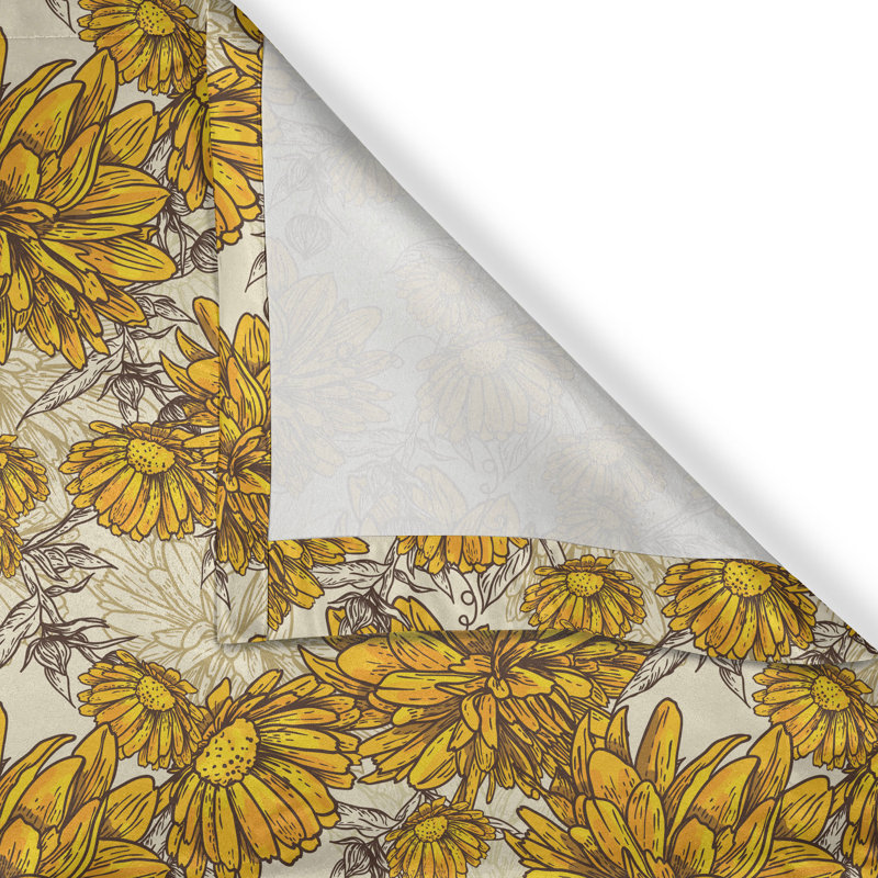Rideau à œillets à motif floral 2 panneaux East Urban Home, 50 po, jaune terre, L 50 po x L 96 po