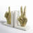 Decorative Thumbs-Up and Peace Hand Sign Bookends - Modern Home Decor Book Ends for Bookshelf and Desk Decor - Set of 2, 8"-998991112