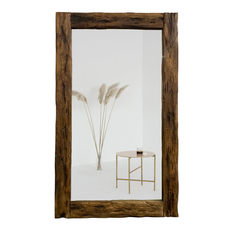 Retro Distressed Pine Rectangular Frame Full-Length Mirror, 78.74" x 47.24"