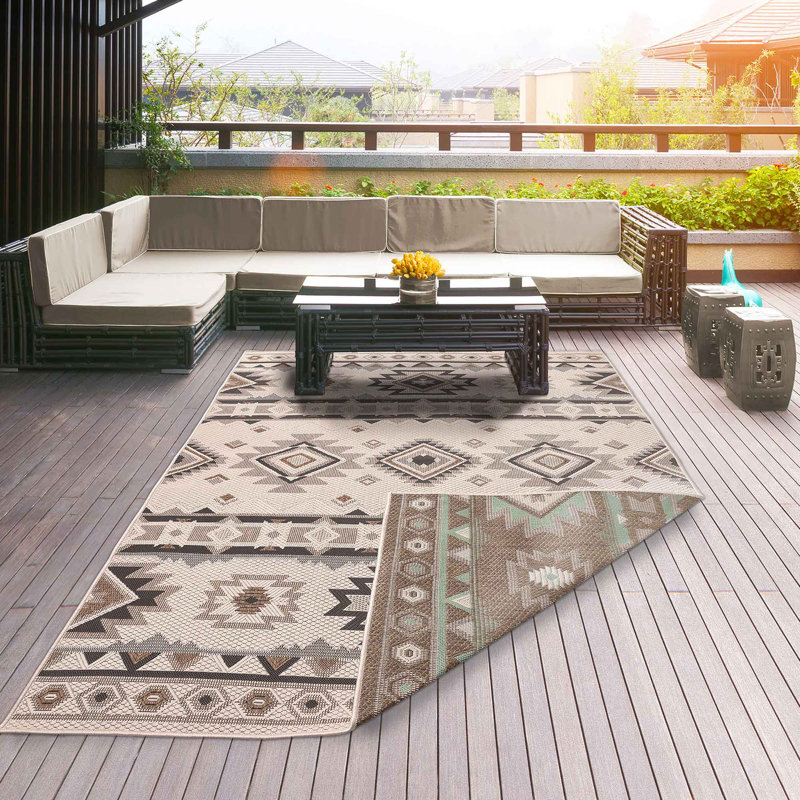 Oriental Indoor / Outdoor Rug, Rectangle 3' 11" x 5'6" 