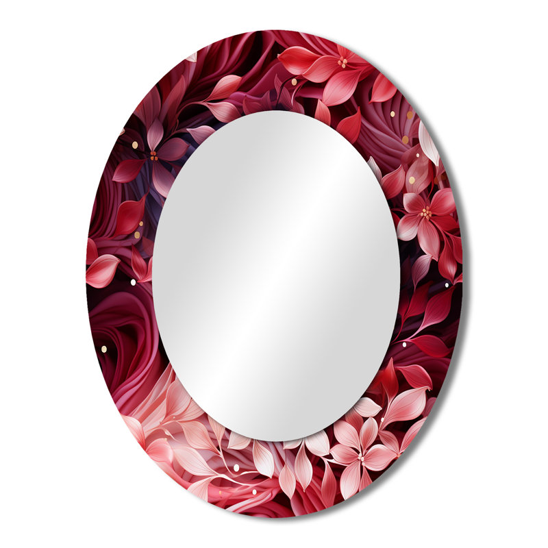 Miroir mural abstrait abstrait rouge et mauve, H 43 po x l 33 po