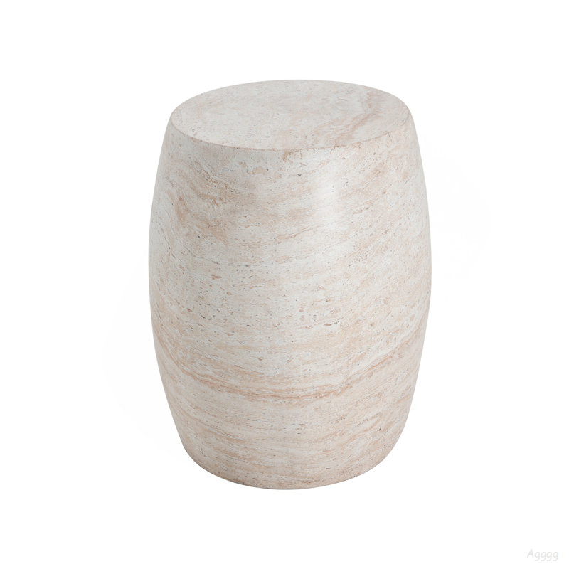 Table d'appoint extérieure / intérieure en béton léger, table d'appoint ovale en travertin