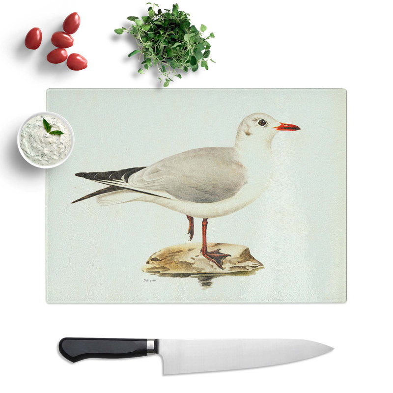 Tempered Glass Headed Gull by Von Wright Chopping Board, 28.5cm W x 20cm L