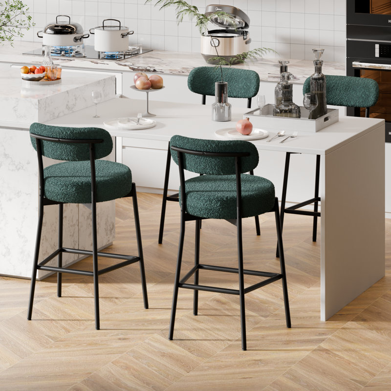 Upholstered Counter Height Bar Stool, Green