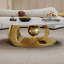 Marble Coffee Table with Sculptural Stainless Steel Base-567263245