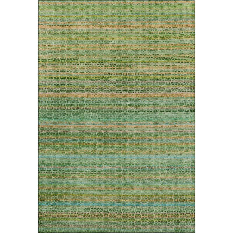 Premium Machine Washable Mayfield AMF2155 Striped Rug, Teal, Rectangle 10' x 14'