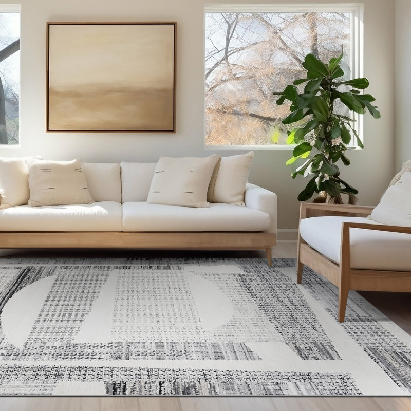 Tapis d'intérieur abstrait gris Mair Henry, Rectangle 5 pi 3 po x 7 pi 3 po