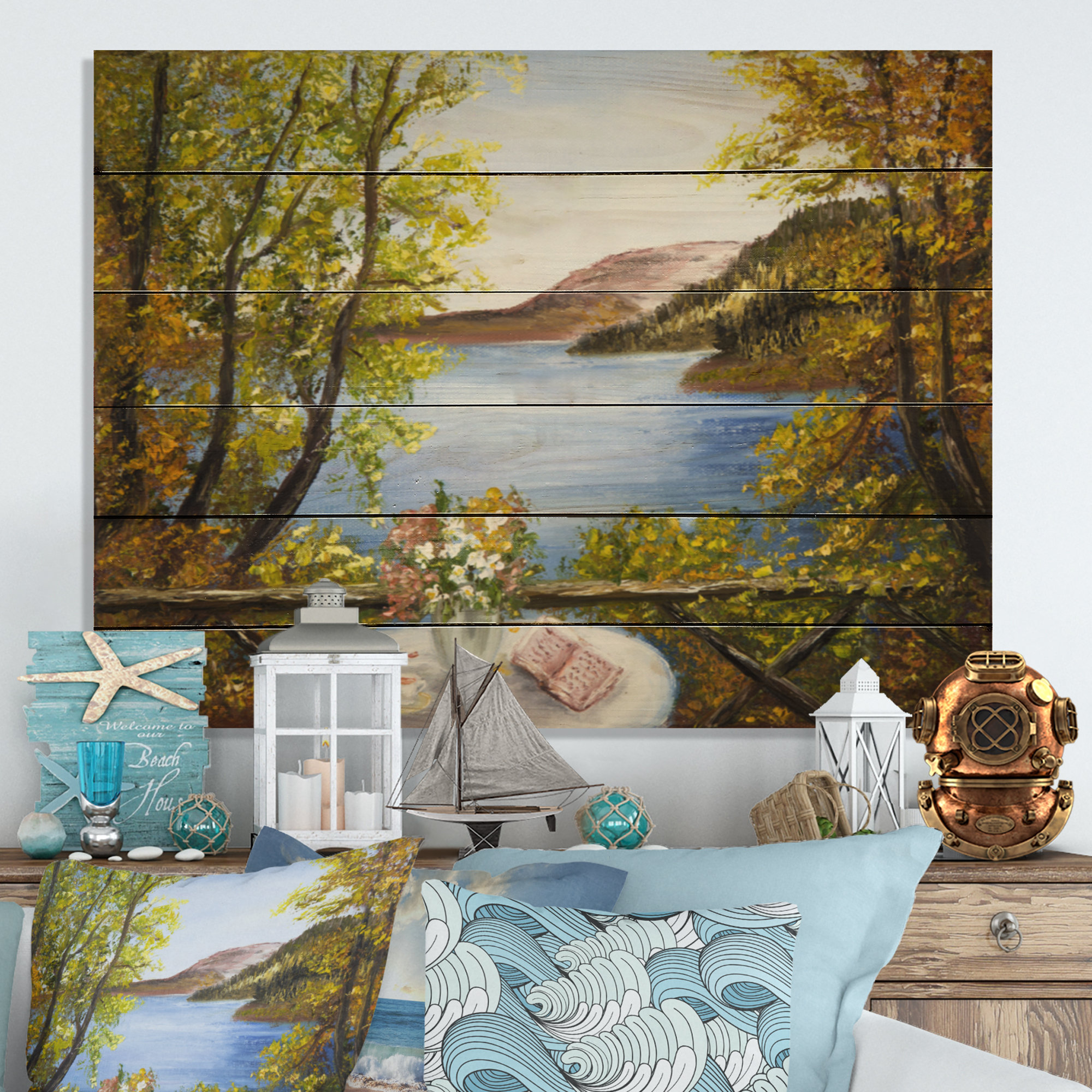 Winston Porter Lake And Mountain On Wood Painting | Wayfair