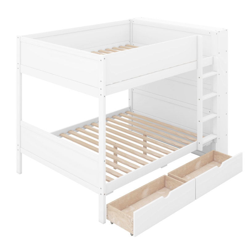 Jasna Full over Full Bunk Bed With 2 Drawers and Multi-layer Cabinet, White