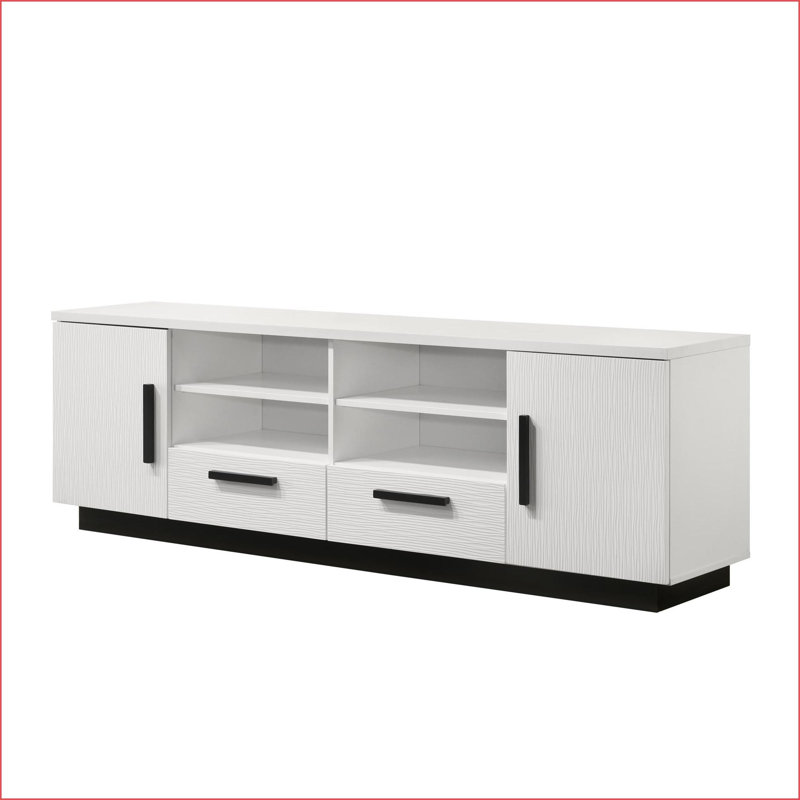 Meuble télé | Meuble télé 70 po avec tiroirs et tablettes réglables 70,5 po | Blanc | Panneau de fibres à densité moyenne