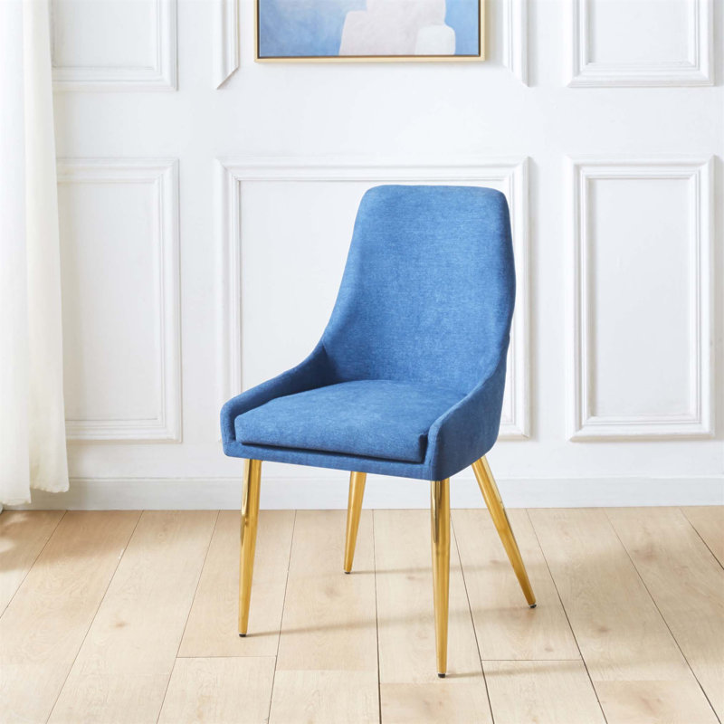 Ensemble de 2 chaises de salle à manger en tissu rembourrées avec structure en acier inoxydable, design classique et élégant