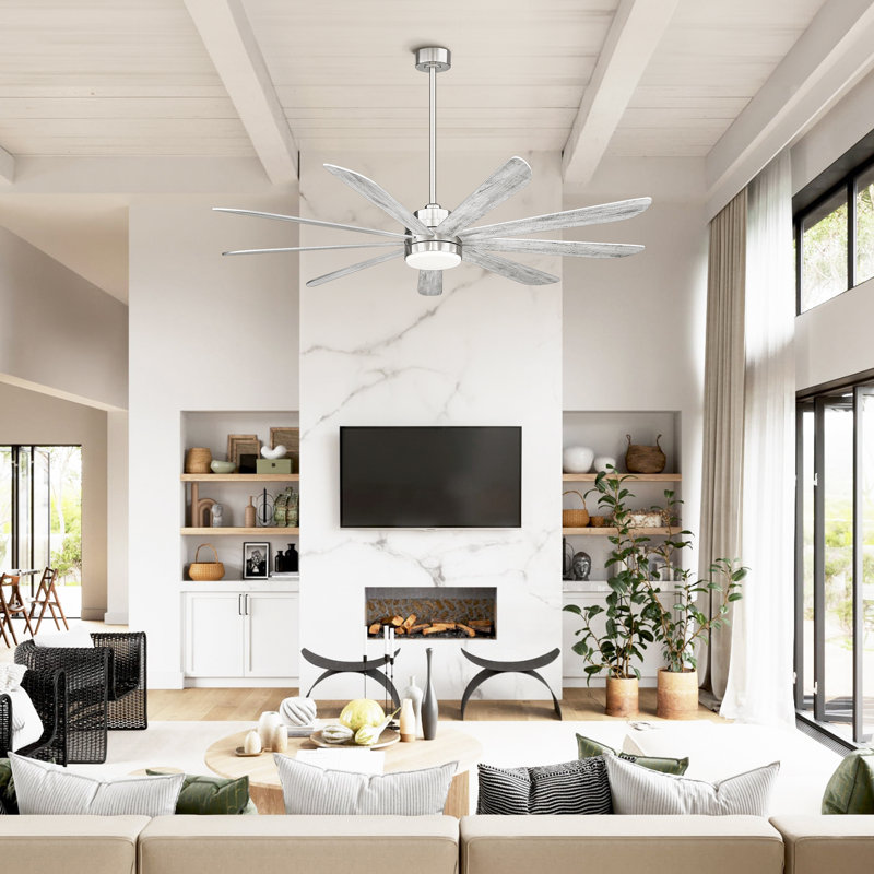 Ventilateurs de plafond à 72 pales de 72 pouces avec lumières, télécommande et application intelligente, DEL 24 W, 6 vitesses, moteur CC réversible silencieux, minuterie
