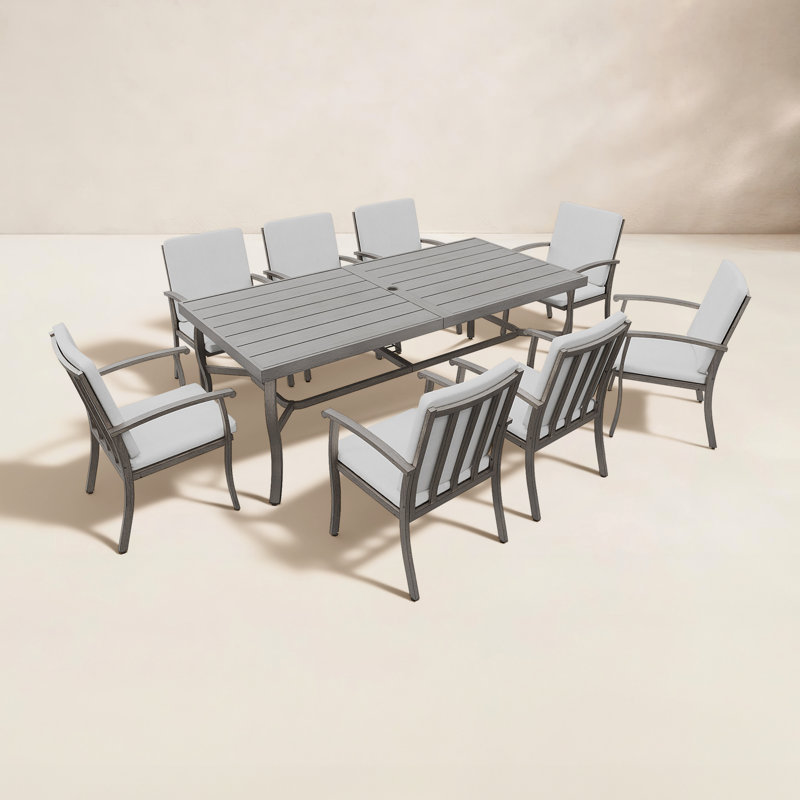 Leigh 8 - Person Patio Dining Set with Rectangular Table , Cushions Included