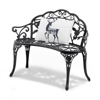 Outdoor Bench, 38.8 inches Metal Garden Bench for Outdoors,480 lbs Load Capacity Bench, Outdoor Garden Park Bench with Backrest and Armrests, Patio Be by Charlton Home