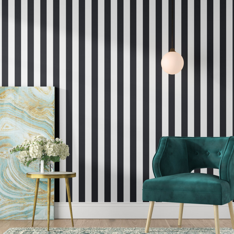 Conlen Peel & Stick Striped Roll, Black