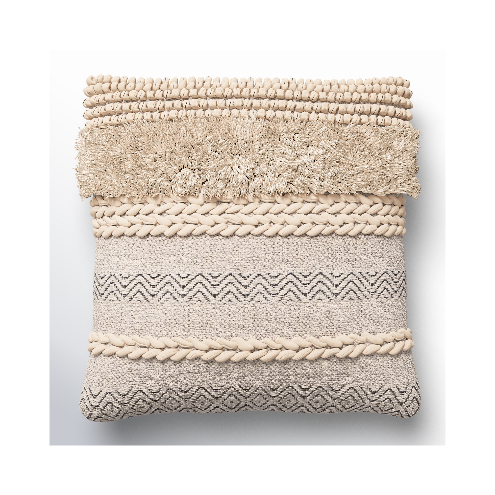 Venora Striped Cotton Throw Pillow, 20" x 20", Polyester/Polyfill