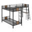 Lit superposé simple au-dessus de simple en L en métal robuste avec bureau et tablette, 3 lits dans 1 lit multifonctionnel peu encombrant