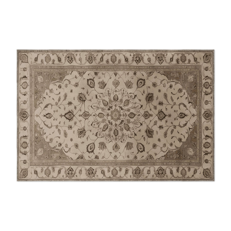 Tapis gris d'intérieur et d'extérieur Tabriz, Rond 5 pi
