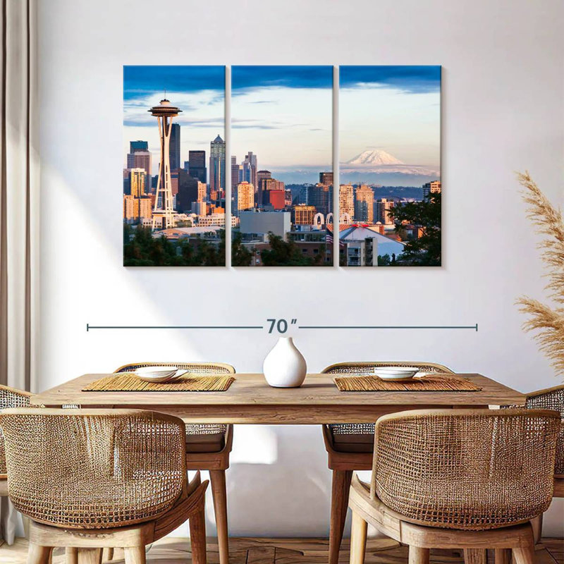 Skyline de Sirci Seattle et Mont Rainier, H 36 po x l 57 po
