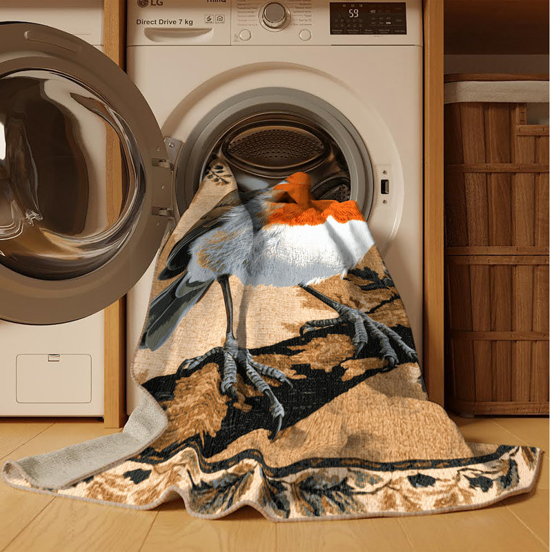  Tapis lavable European Robin Birds, Carré 3 pi
